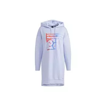 Adidas Градиентный принт Асимметричный подол с капюшоном Платье Женское Платье Светло-фиолетовый H09685 M