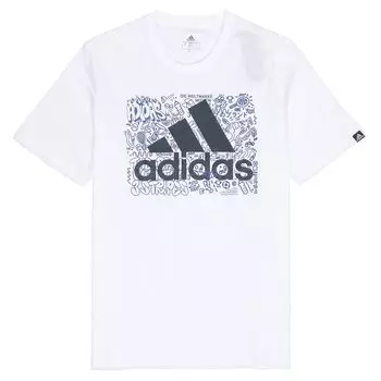 Adidas Graffiti Print Logo Спортивная футболка с коротким рукавом Мужские топы Белые GS4001 XXL