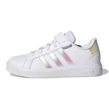 Adidas Grand Court 2.0 Little Kid Белые переливающиеся детские кроссовки Cloud-White GY2327 28