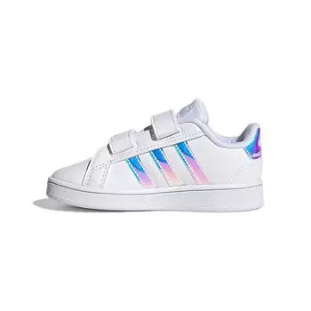 Adidas Grand Court I Белые переливающиеся детские кроссовки Cloud-White Dash-Grey FW1276 20