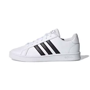 Adidas Grand Court J White Black Детские кроссовки Cloud-White Core-Black EF0103 28