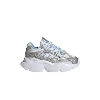Adidas Hello Kitty x Ozmillen эластичные кружевные кроссовки I белые светящиеся сине-серые детские кеды Cloud-White Grey-One IF7030 23