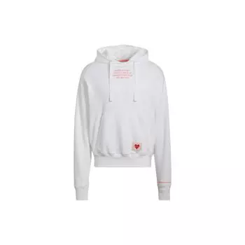 Adidas Хлопковый пуловер с капюшоном Originals Trefoil V-Day, мужские топы, белый HJ9601 M