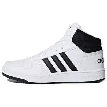 Adidas Hoops 2.0 Mid White Black Мужские кроссовки Cloud-White Core-Black BB7208