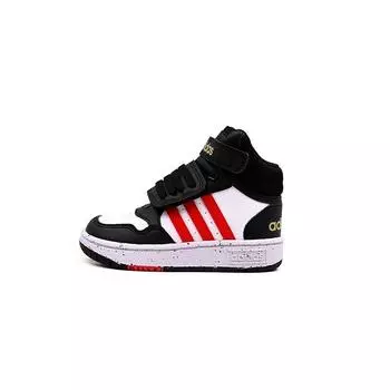 Adidas Hoops Mid I Black White Ярко-красные детские кроссовки Cloud-White Core-Black HR0229 23