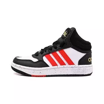 Adidas Hoops Mid J Black White Vivid Red Детские кроссовки Cloud-White Core-Black HR0227