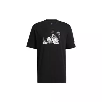 Adidas Jump Gfx Графический принт Свободная футболка Мужские топы Черный H20795 L
