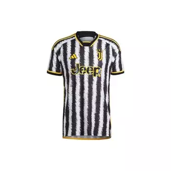 Adidas Juventus 23/24 Домашняя майка с буквенным принтом в полоску и лоскутное спортивное мужское джерси с коротким рукавом черного цвета HR8248 XL