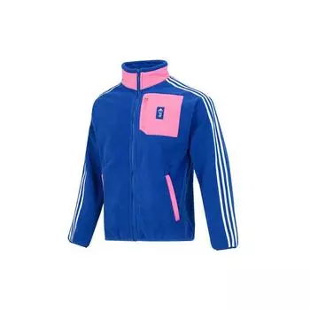 Adidas Juventus флисовая куртка с длинным рукавом в полоску, спортивная повседневная вязаная мужская куртка с воротником-стойкой, синяя HD8885 M