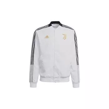 Adidas Juventus Футбольный принт в полоску Куртка-бомбер Мужская Верхняя одежда Белый GU6962