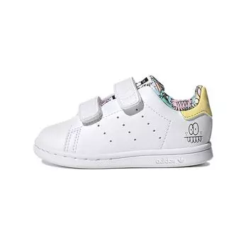 Adidas Кевин Лайонс x Стэн Смит I Игривые кроссовки для малышей с рисунком Белые облака-Белые ясно-небесные H05272 23