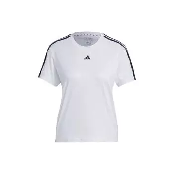 Adidas Контрастный логотип с принтом в полоску на плече и круглым вырезом футболка женская белая IC5040 S