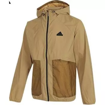 Adidas Легкая тканая куртка с капюшоном и молнией, мужская верхняя одежда желто-коричневого цвета JI8659 M