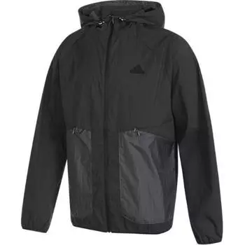 Adidas Легкая тканая однотонная куртка с капюшоном мужская верхняя одежда черная JI8658 L