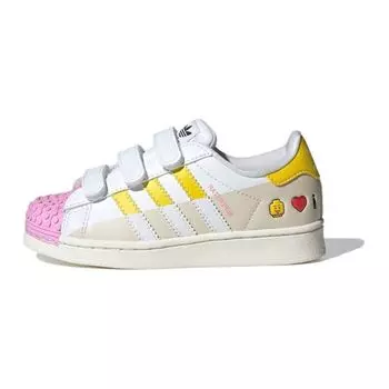 Adidas LEGO x Superstar CF CI Love Lego - розовые детские кроссовки White Cloud-White Yellow IF2910 34