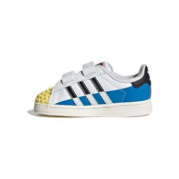 Adidas LEGO x Superstar CF I Белые Синие Желтые Детские Кроссовки Обувь-Белый Ядро-Черный Ярко-Синий IF2913 24