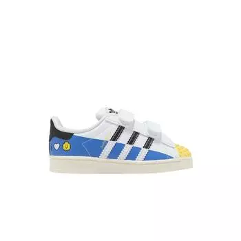 Adidas LEGO x Superstar CF I Белые Синие Желтые Детские Кроссовки Обувь-Белый Ядро-Черный Ярко-Синий IF2913 23