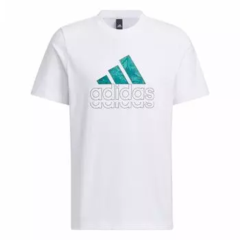 Adidas Футболка с принтом букв, дышащая, универсальная, спортивная, с коротким рукавом, мужская, белая JE3201 2XL