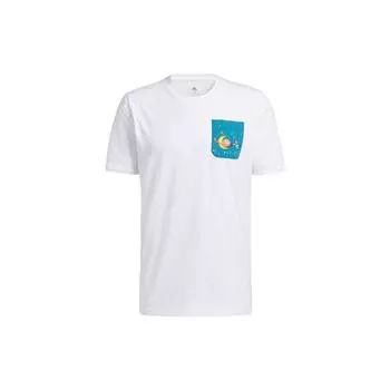 Adidas Lil Stripe Pocket Print Баскетбольная футболка с круглым вырезом Мужские топы Белые GQ8376 S