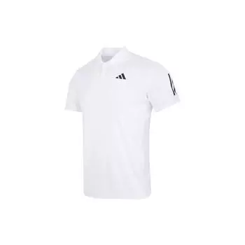 Adidas Logo Быстросохнущая рубашка поло с короткими рукавами и полупуговицами, мужские топы, белые IS2295 L