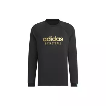 Adidas Logo Dragon Print Баскетбольная спортивная футболка с круглым вырезом и длинными рукавами Топы унисекс Черный JE3506 S