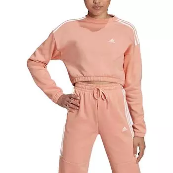 Adidas Logo Pattern Свободный крой свитшот с круглым вырезом Женские топы Розовый HC2920 XL