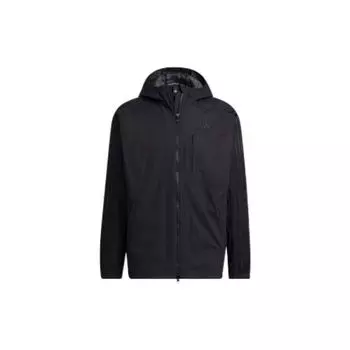 Adidas Logo Полосатая вышивка Повседневная куртка с капюшоном Мужская верхняя одежда Черный IA9390 XXL