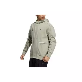 Adidas Logo Print Большой карман с капюшоном Спортивная куртка Мужская верхняя одежда Кожа-серый H39301 M