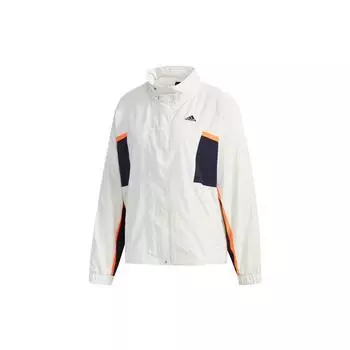 Adidas Logo Print Лоскутная куртка с воротником-стойкой Женская верхняя одежда Trace-Grey FM5275 L