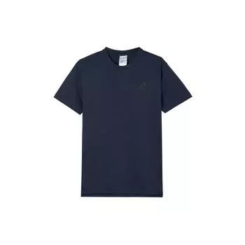 Adidas Logo Print Однотонная футболка с круглым вырезом Мужские топы Темно-синий HT9054 S