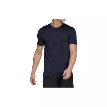 Adidas Logo Print Однотонная футболка с круглым вырезом Мужские топы Темно-синий HT9054 S