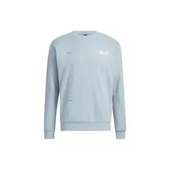 Adidas Logo Print Pattern Crew Neck Pullover Sweatshirt Мужская толстовка Синяя HY5849 M