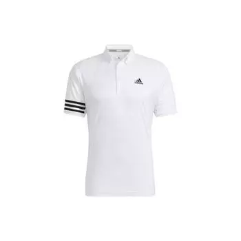 Adidas Logo Print Полосатая рубашка поло на пуговицах Мужские топы Белый HA3115 L