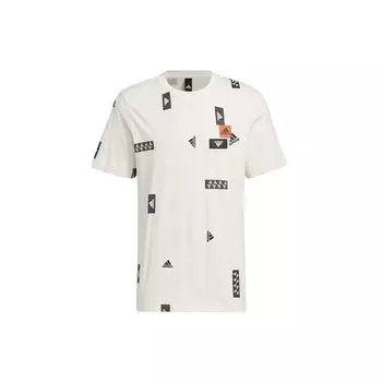 Adidas Logo Print Повседневная футболка для бега с круглым вырезом Мужские топы Белые HM2965 L