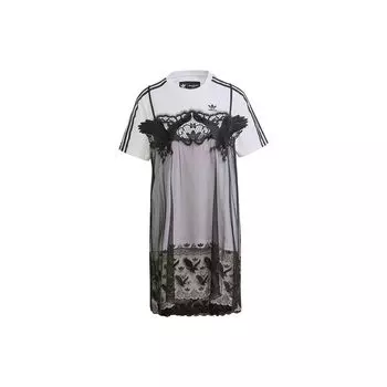 Adidas Logo Print Повседневная спортивная футболка с круглым вырезом и коротким рукавом Платье Женские платья Многоцветный H59017