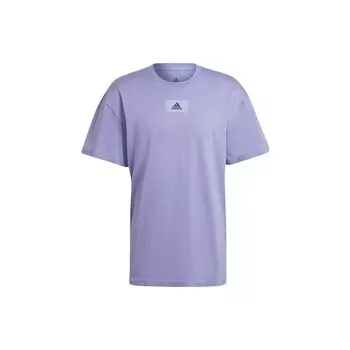 Adidas Logo Print Сплошной цвет с круглым вырезом с коротким рукавом Мужские топы Фиолетовый HE4367 L