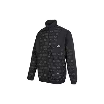 Adidas Logo Print Спортивная повседневная куртка Мужские куртки Черные HE7474 M