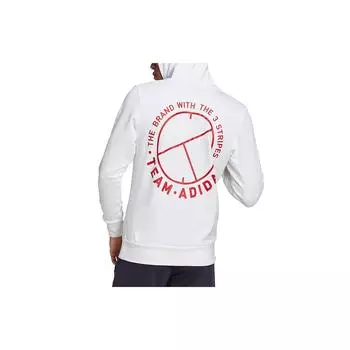 Adidas Logo Print Спортивная теннисная толстовка с капюшоном Мужские топы белого цвета FU0072 M