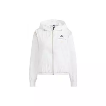 Adidas Logo Print Спортивная тканая куртка с капюшоном Женская куртка Белая HE9959 S