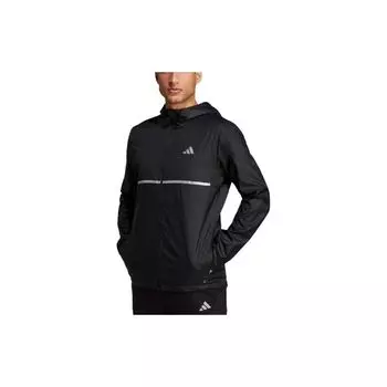 Adidas Logo Print Светоотражающая полоса Беговая куртка с капюшоном Мужская верхняя одежда Черный HM8435 L