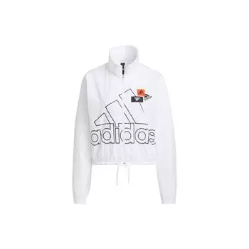 Adidas Logo Print Zip-Up Воротник-стойка Куртка Женские куртки Белые HM5289 L