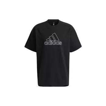 Adidas Logo Stripe Дышащая футболка с коротким рукавом Мужские топы Черные HA3637 M