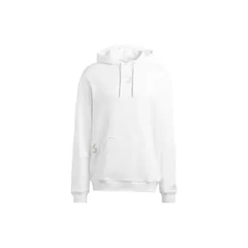 Adidas Logo Вышитый пуловер с капюшоном с длинным рукавом Мужские топы Белый HS9802 XL