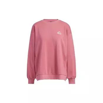 Adidas Логотип Круглый вырез свитер с длинным рукавом Повседневный свободный свитшот женские топы розовый IA5226 S