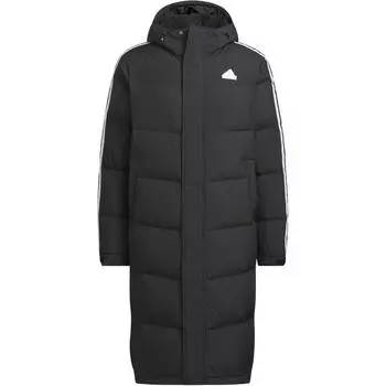 Adidas Длинный пуховик в полоску, водонепроницаемый, длинный, теплый, спортивный, повседневный, унисекс, куртка, черный цвет JM9122 2XS