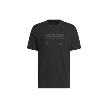 Adidas Lounge Logo Print Круглый вырез с коротким рукавом Футболка Мужские топы Черный H49669 M
