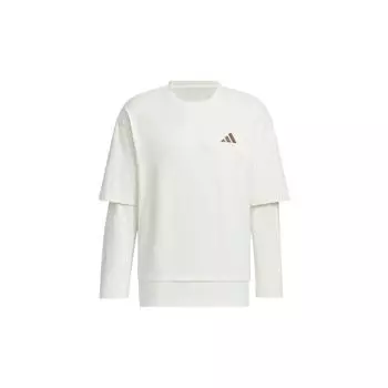 Adidas Маленький логотип с длинным рукавом, однотонный, универсальный, удобный, поддельный, из двух частей, пуловер, футболка с длинным рукавом, мужские топы Han-Jade-White JM3409 XS