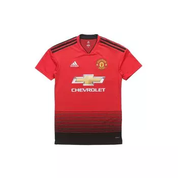 Adidas Manchester United Fan Edition Домашняя майка с v-образным вырезом и коротким рукавом Мужские топы Красный Черный CG0040 S