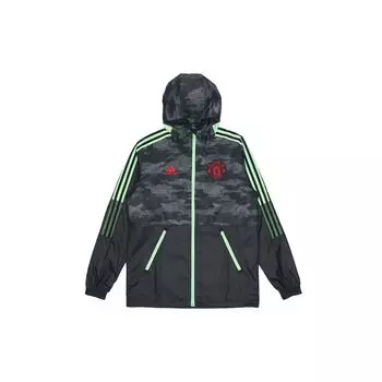 Adidas Manchester United Football Повседневная куртка с капюшоном Мужская верхняя одежда Черный GQ2534