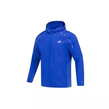 Adidas Marathon Logo Print Спортивная повседневная куртка с капюшоном Мужская куртка Синяя IB8266 S